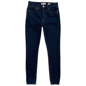 RE/DONE Originals Straight Skinny High Rise Button Fly Jeans Rinse Wash